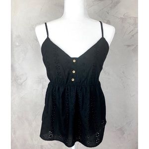 NWT Ambiance black ruffle casual cami top